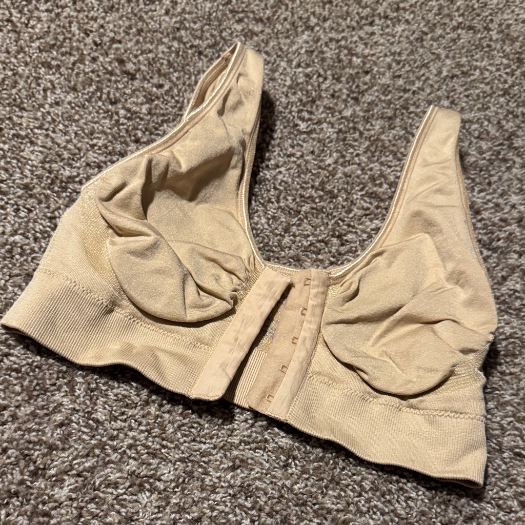 Bamboo Bra Soft Beige FrontHook Bra L  Euc